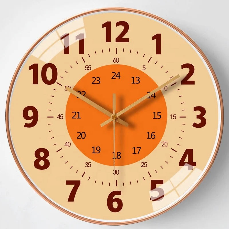 Wall Clock Educational ABS Plastic Color Dial Battery Operated