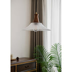 Textured Glass Pendant with Vintage Wood Cap