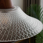 Textured Glass Pendant with Vintage Wood Cap