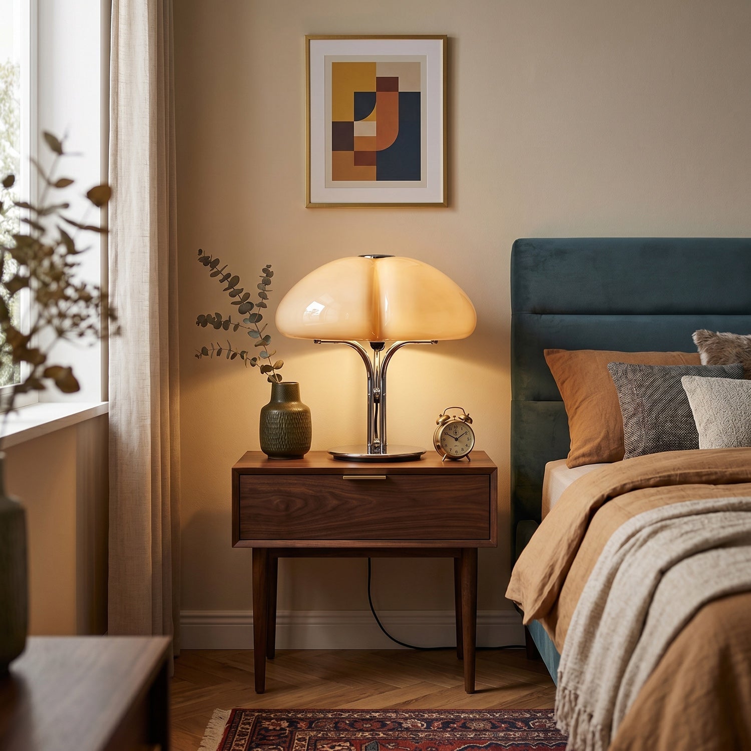 Clover-Glass Petal Table Lamp — Chrome Base