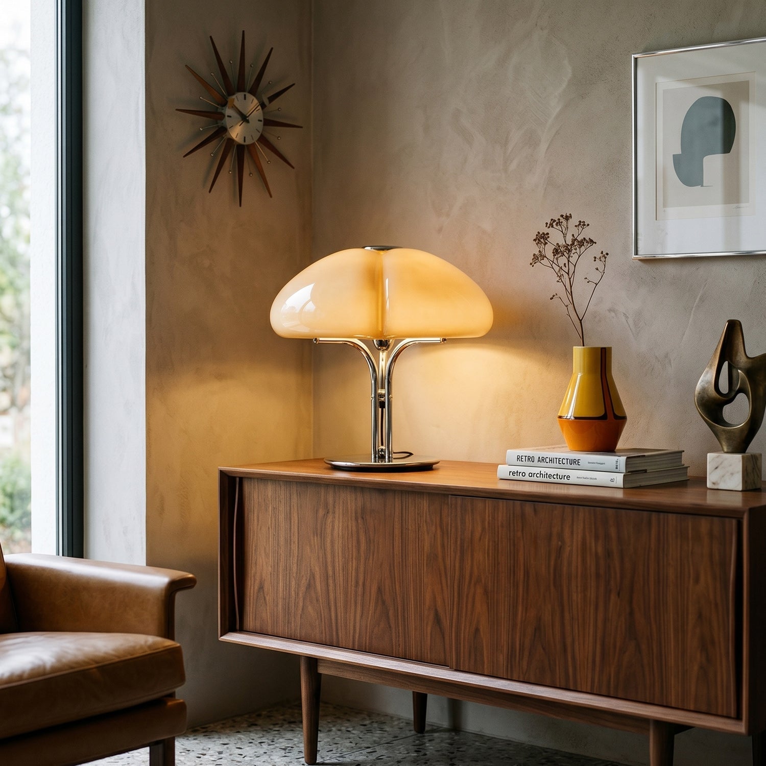 Clover-Glass Petal Table Lamp — Chrome Base