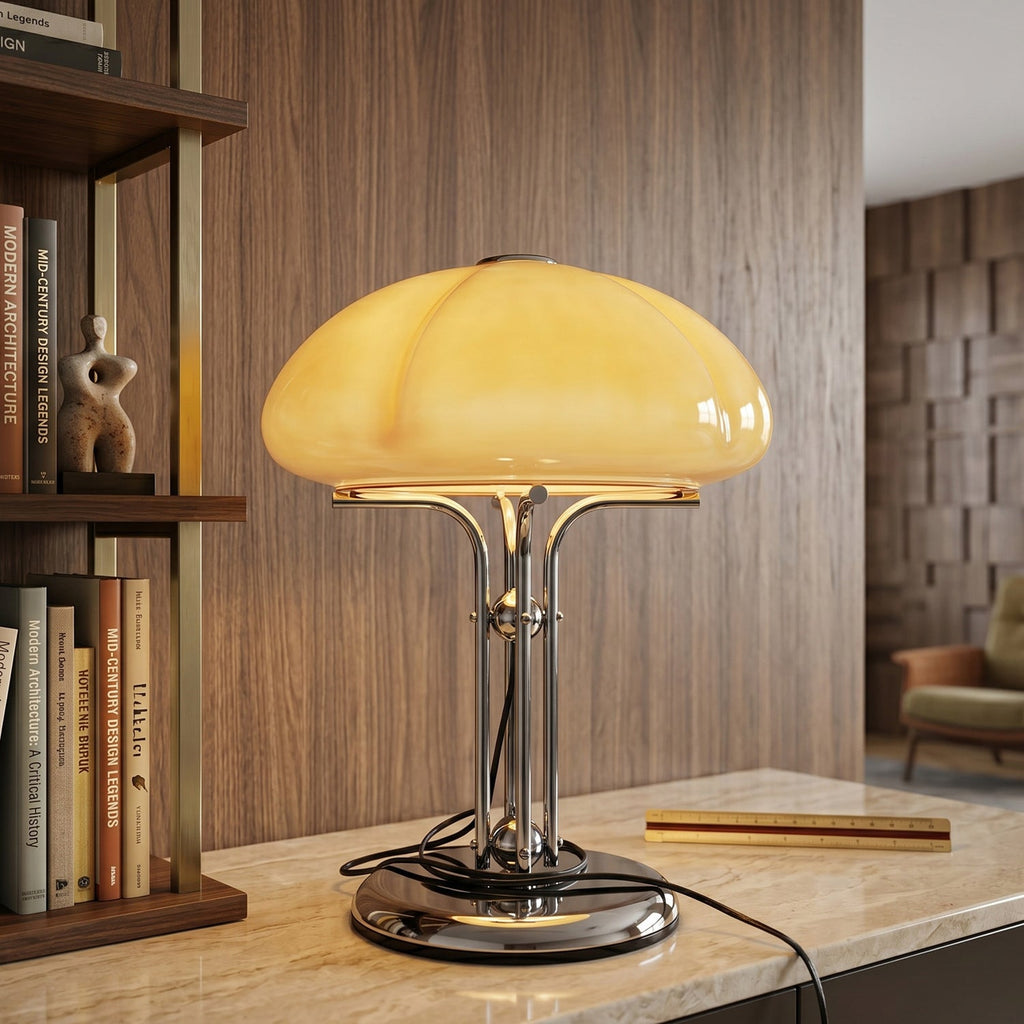 Clover-Glass Petal Table Lamp — Chrome Base
