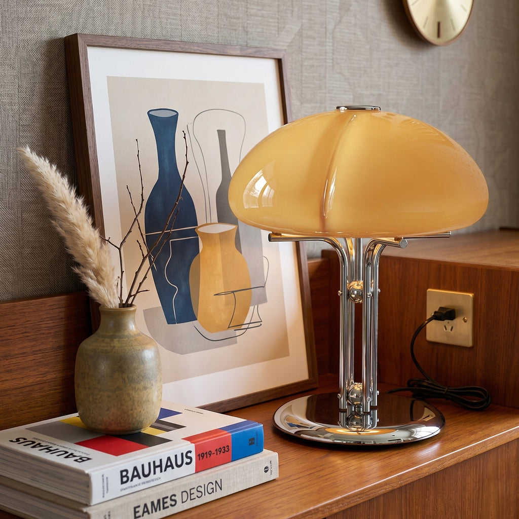 Clover-Glass Petal Table Lamp — Chrome Base