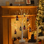 Elarin Christmas Birch Tree with LED & Gnome Figures – 60 cm Festive Table Decoration
