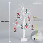 Elarin Christmas Birch Tree with LED & Gnome Figures – 60 cm Festive Table Decoration