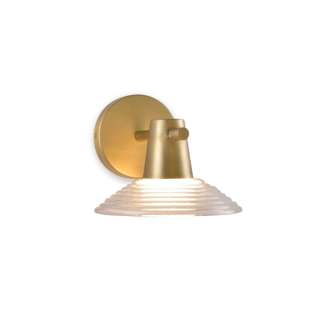 Ribbed Clear-Glass Wall Sconce — Brass