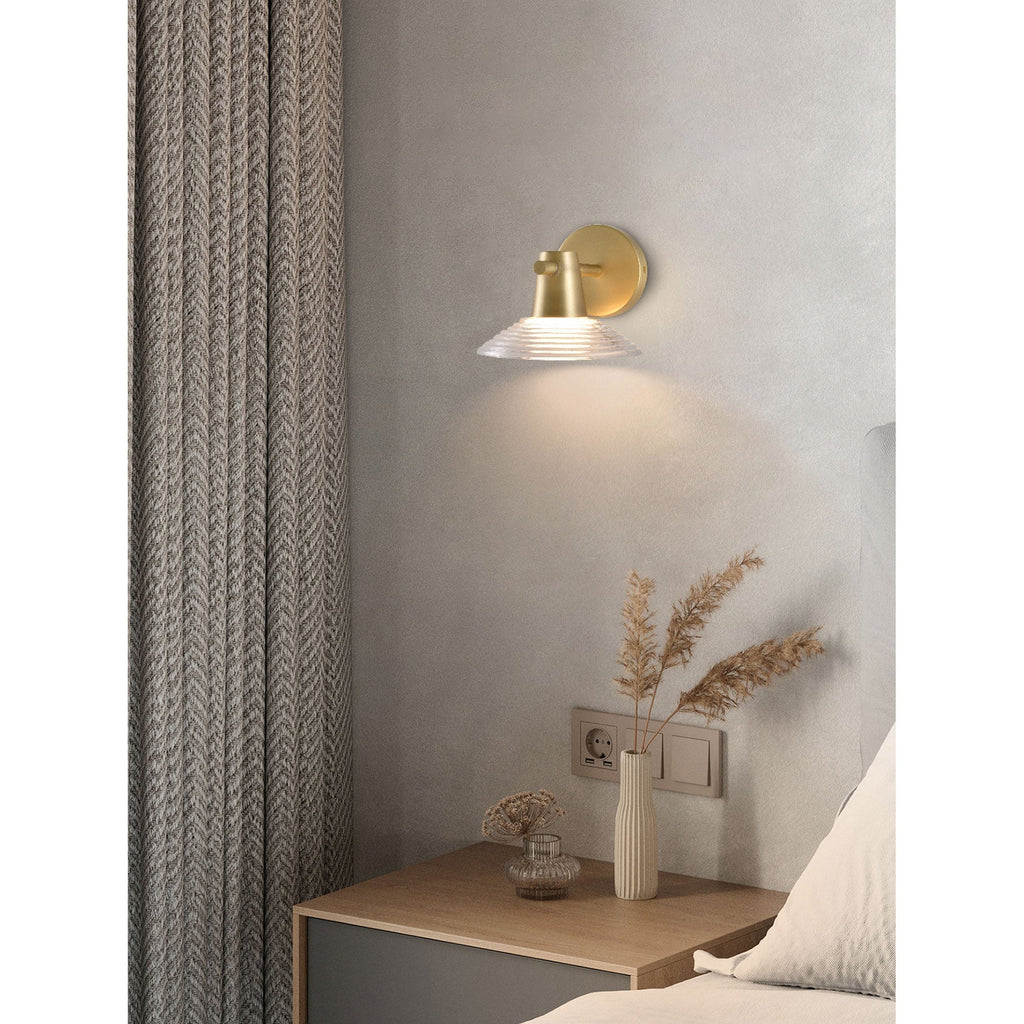 Ribbed Clear-Glass Wall Sconce — Brass