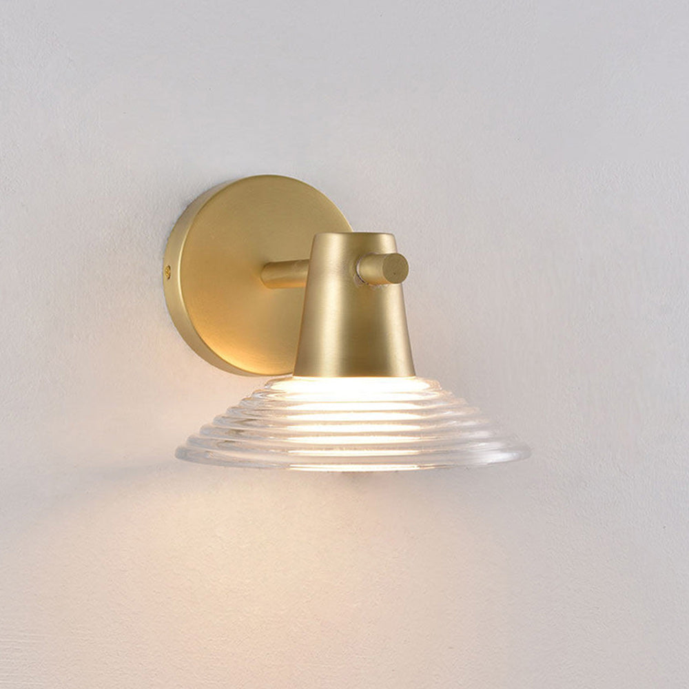 Ribbed Clear-Glass Wall Sconce — Brass