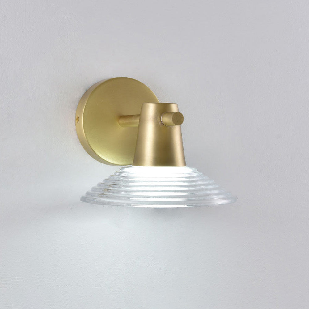 Ribbed Clear-Glass Wall Sconce — Brass