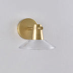 Ribbed Clear-Glass Wall Sconce — Brass