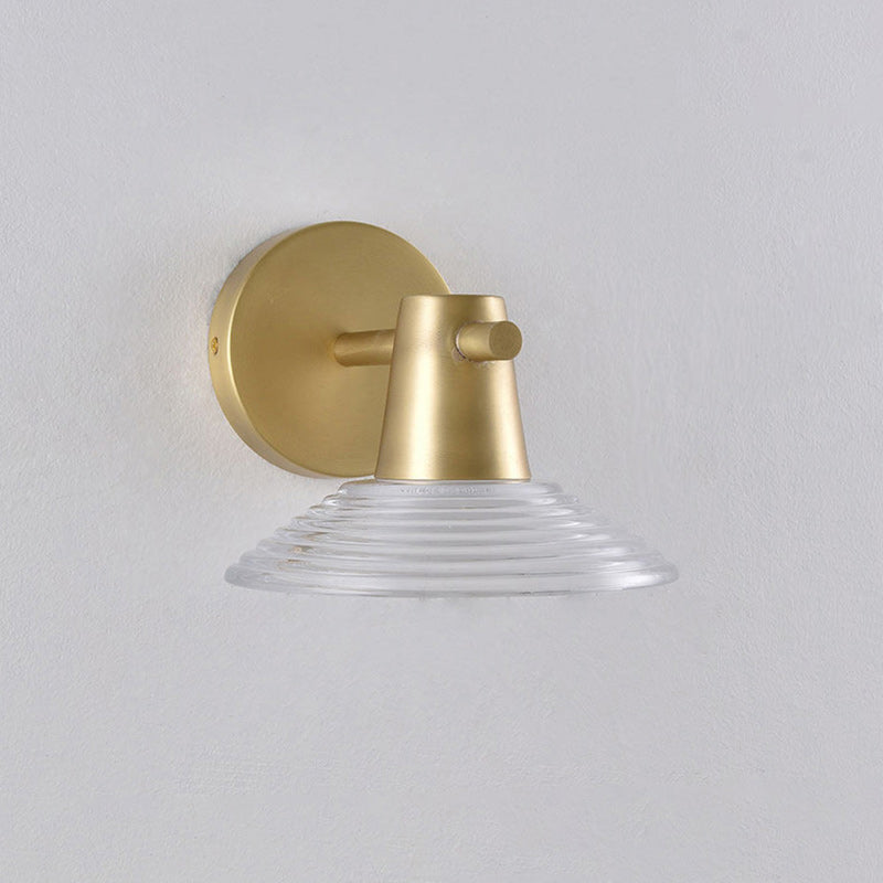 Ribbed Clear-Glass Wall Sconce — Brass