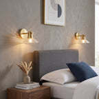 Ribbed Clear-Glass Wall Sconce — Brass