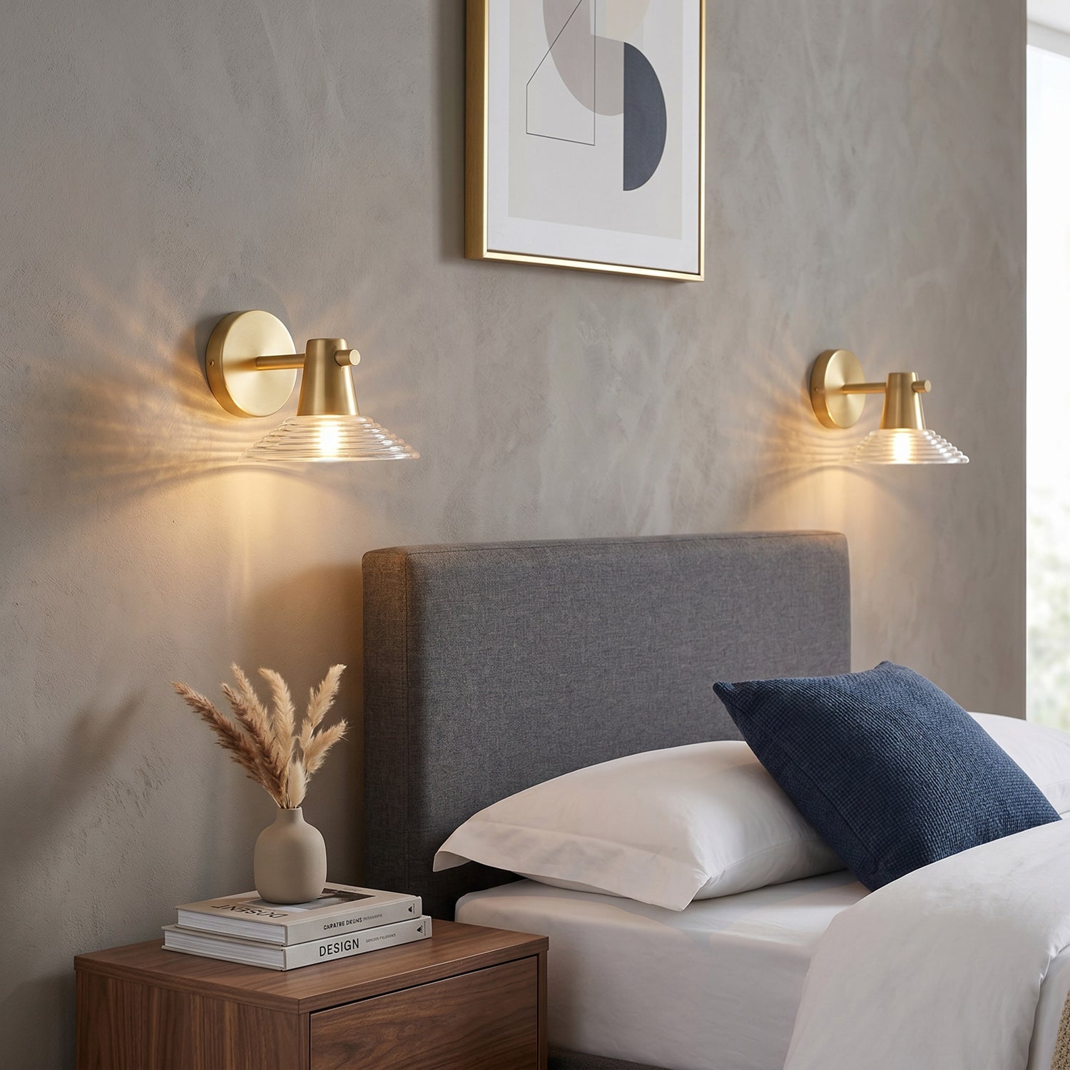Ribbed Clear-Glass Wall Sconce — Brass