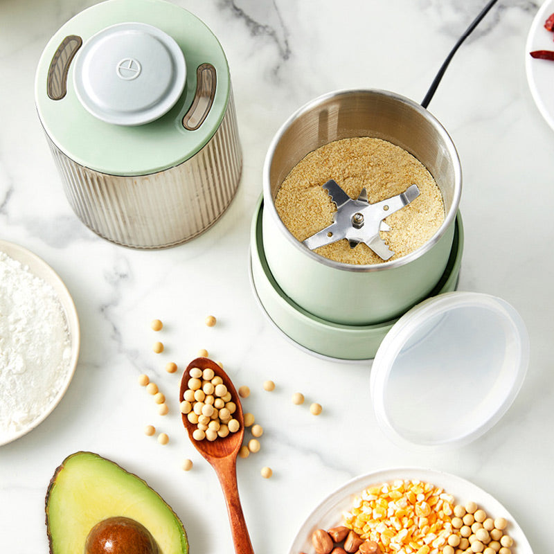 Electric Grain Mill Double Layer Grinder for Coffee Beans and Spices