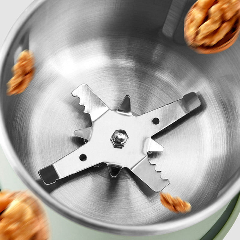 Electric Grain Mill Double Layer Grinder for Coffee Beans and Spices