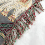 ElephantHouse: Summer Cotton Blanket with Boho Design, Elephant Motif & Decorative Tassels – for Sofa & Bedroom