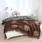 ElephantHouse: Summer Cotton Blanket with Boho Design, Elephant Motif & Decorative Tassels – for Sofa & Bedroom