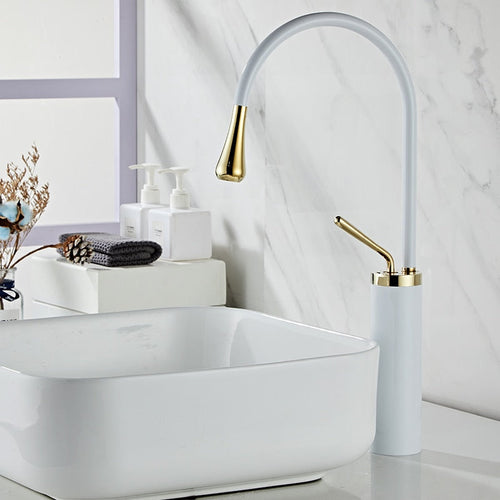 Bathroom Sink Faucet Swivel Spout Waterfall Flow