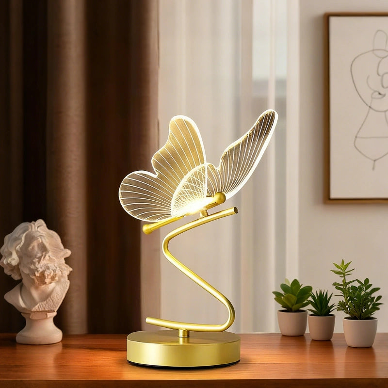 Elegant Butterfly Table Lamp – Rechargeable Cordless Design with Adjustable Lighting for Bedroom or Nightstand