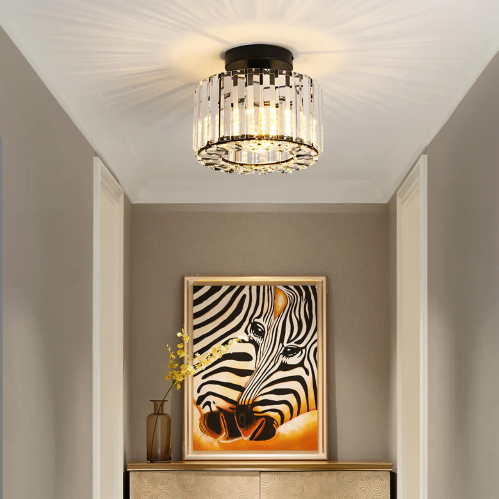 Elegant Crystal Flush Mount Ceiling Light Fixture – Modern LED Ceiling Lamp for Living Room and Bedroom Decor