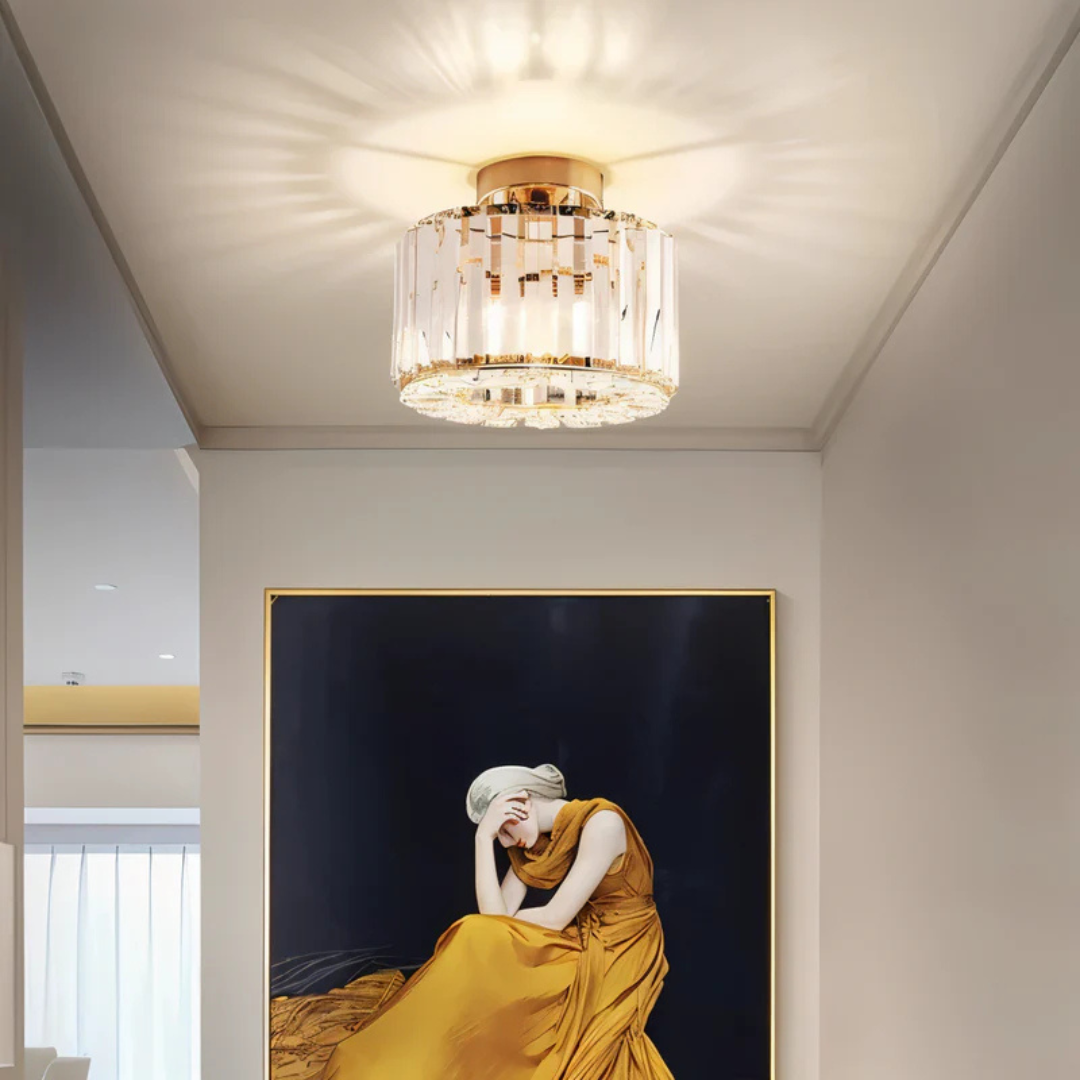 Elegant Crystal Flush Mount Ceiling Light Fixture – Modern LED Ceiling Lamp for Living Room and Bedroom Decor