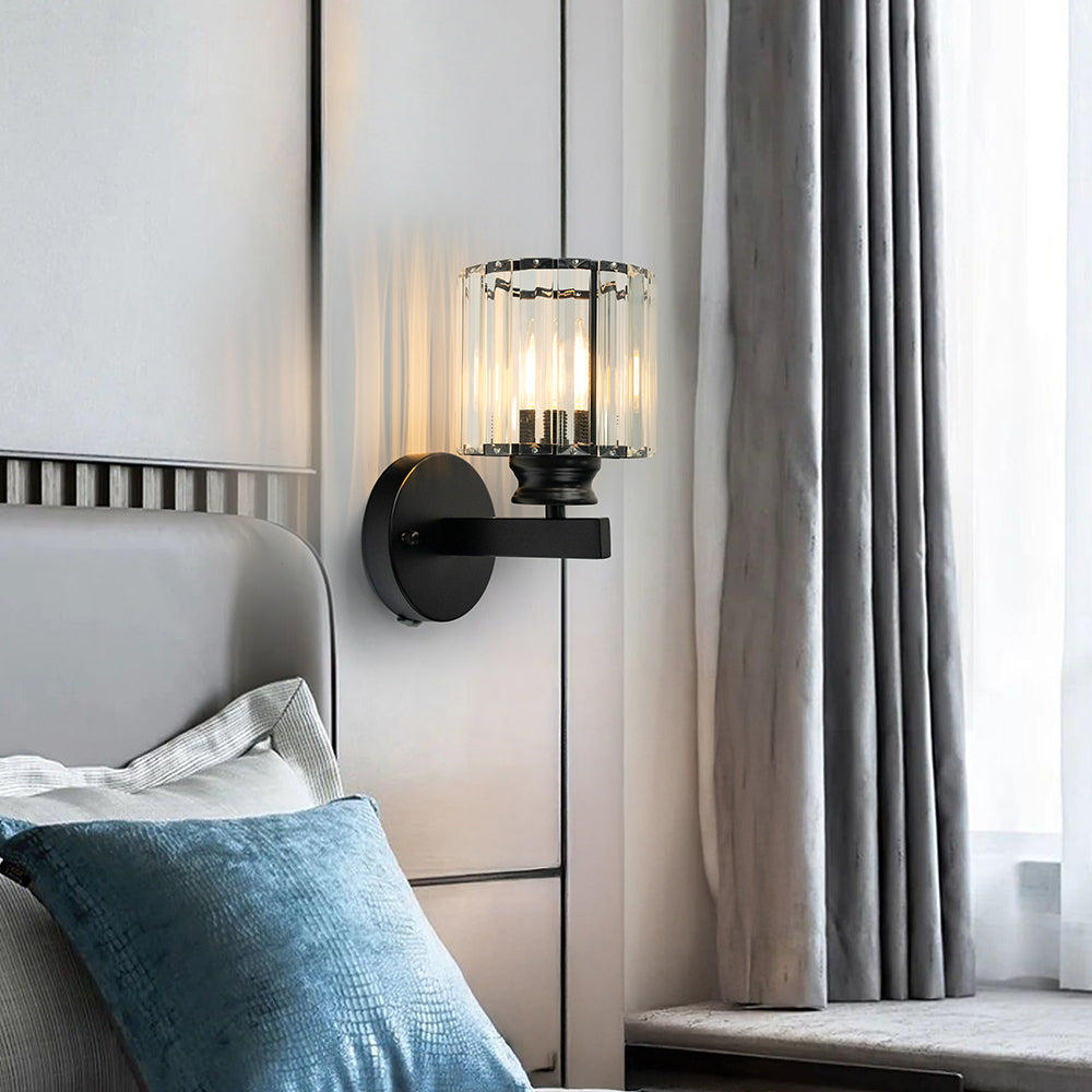 Wall Sconce Light Iron Crystal E27 Base Glass Shade