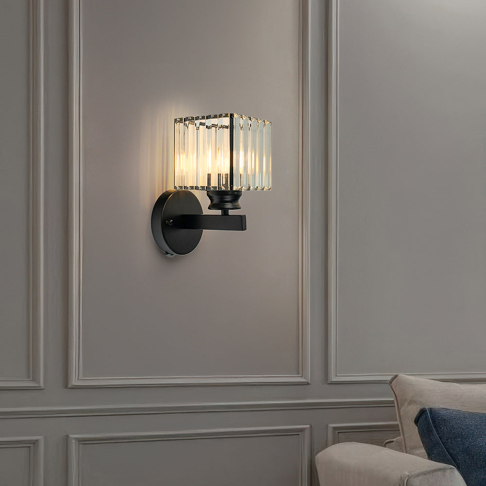 Wall Sconce Light Iron Crystal E27 Base Glass Shade