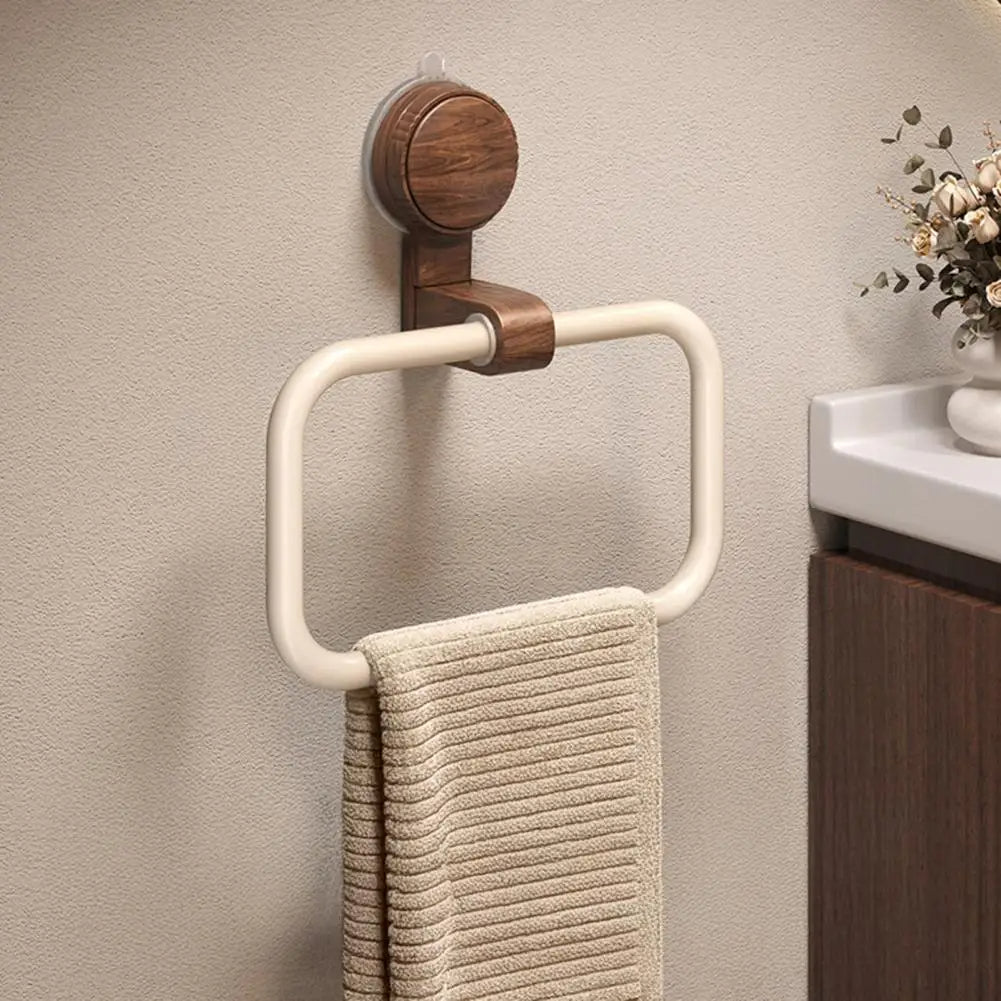 Towel Holder Aluminum Alloy Walnut Accent Rotatable Suction Mount