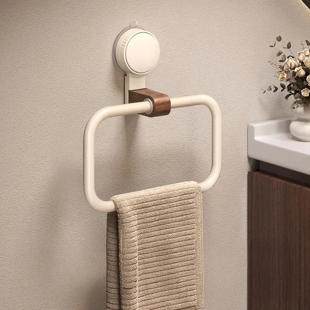 Towel Holder Aluminum Alloy Walnut Accent Rotatable Suction Mount
