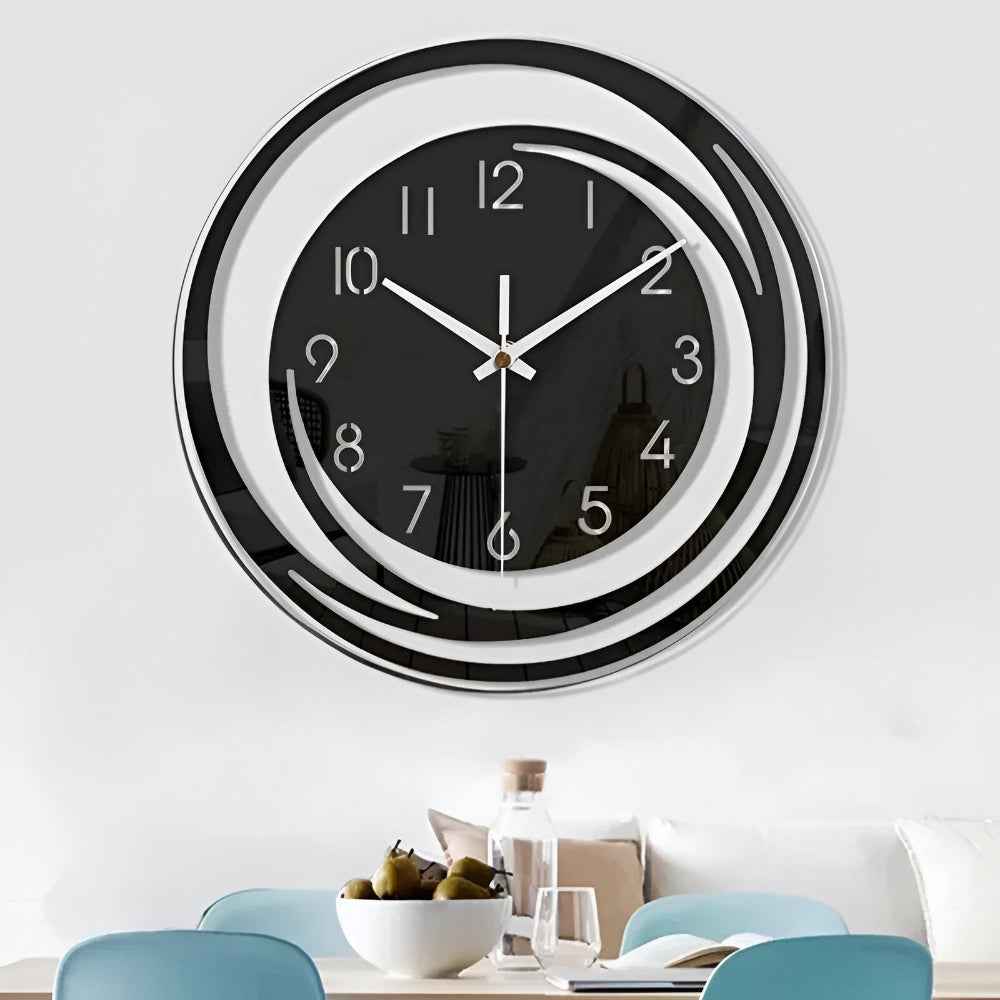 Sora Wall Clock | Silent Quartz Movement, Modern Black Acrylic