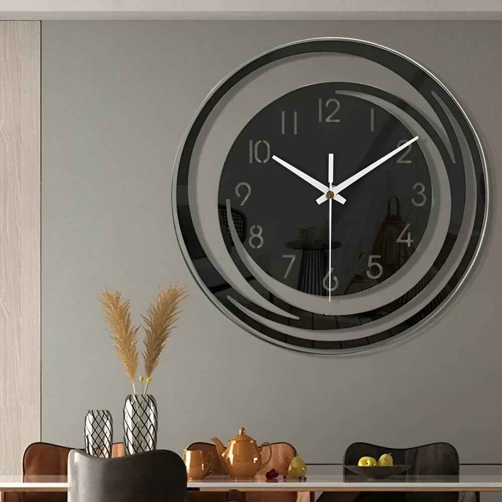 Sora Wall Clock | Silent Quartz Movement, Modern Black Acrylic