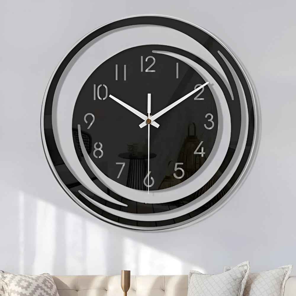 Sora Wall Clock | Silent Quartz Movement, Modern Black Acrylic