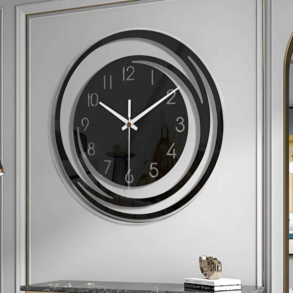 Sora Wall Clock | Silent Quartz Movement, Modern Black Acrylic