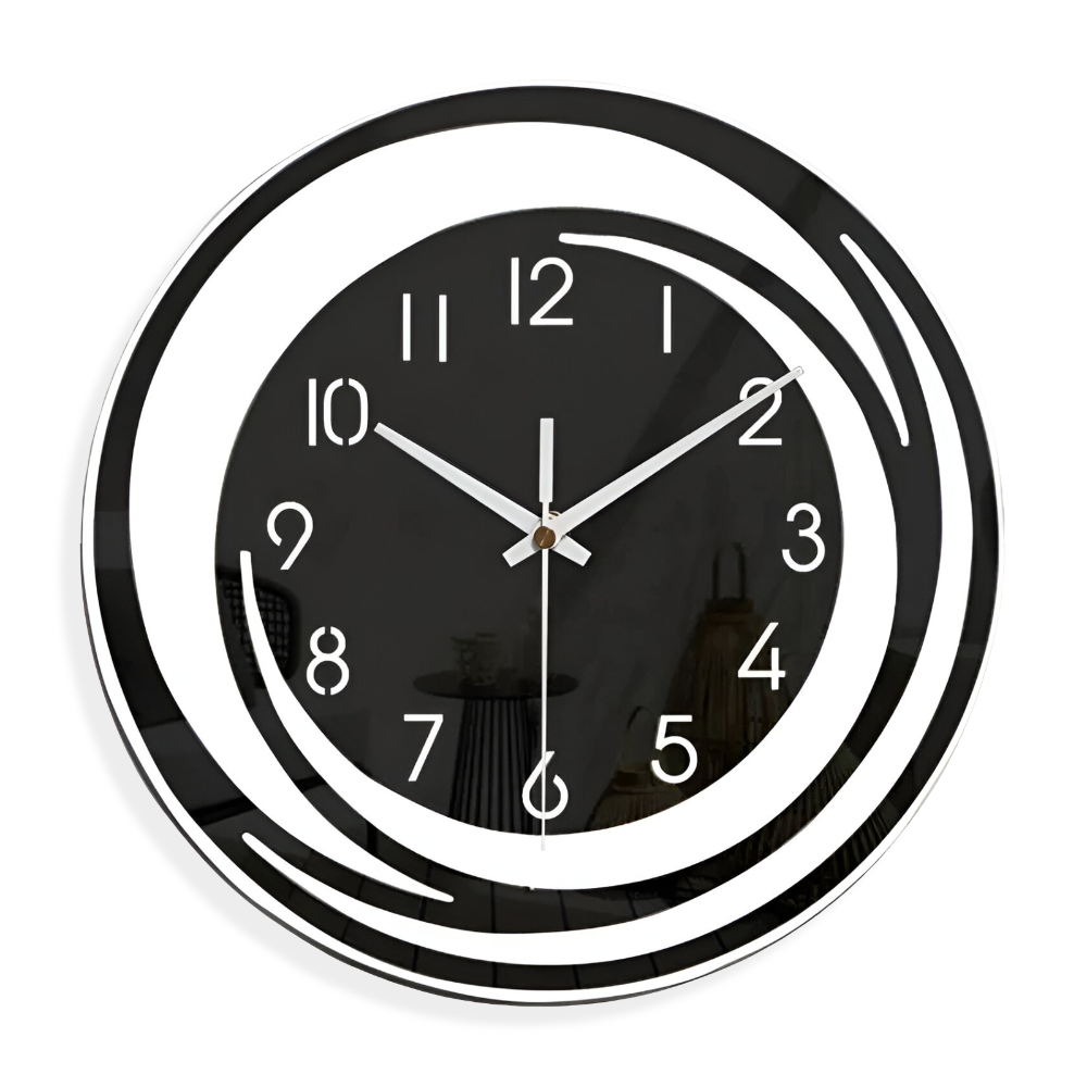 Sora Wall Clock | Silent Quartz Movement, Modern Black Acrylic