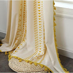 Elegant Fabric: Curtain with Embroidery & Tassels – Semi-Blackout & Modern for Living Areas