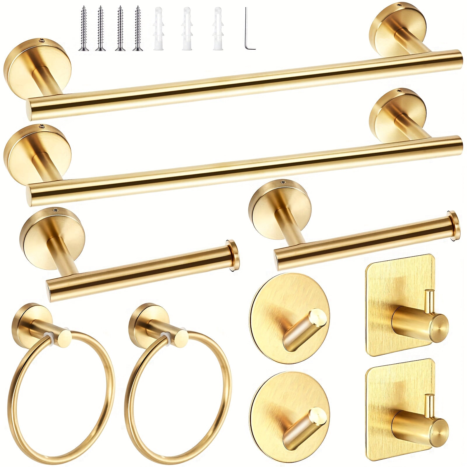 Elegance Kit: Towel Holder Bathroom – Modern Stainless Steel Set, Matte Black, with Rod, Hooks & Holders, Decorative & Easy to Care