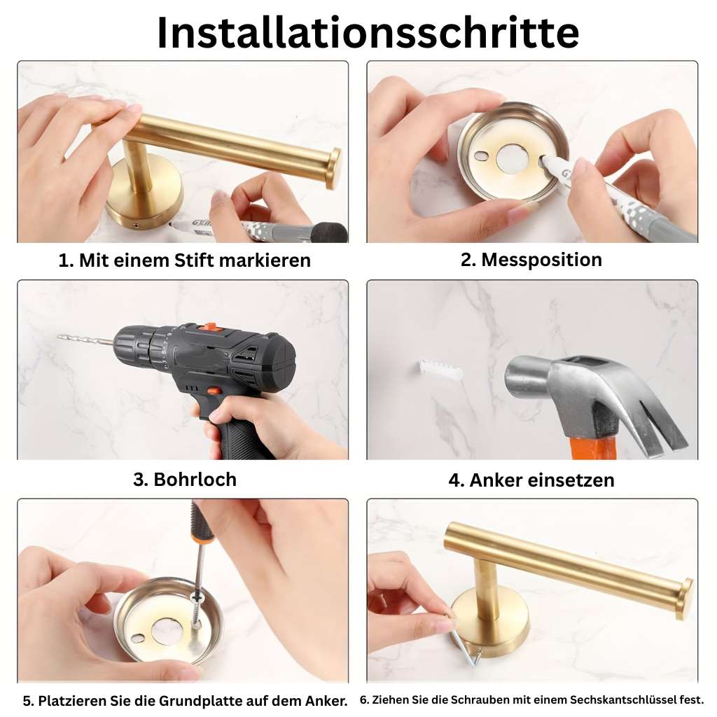 Elegance Kit: Towel Holder Bathroom – Modern Stainless Steel Set, Matte Black, with Rod, Hooks & Holders, Decorative & Easy to Care