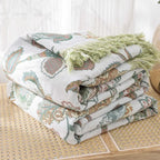 EleganceThread: Cotton Blankets with Floral Jacquard Structure & Decorative Tassel Design – for Sofa & Bed
