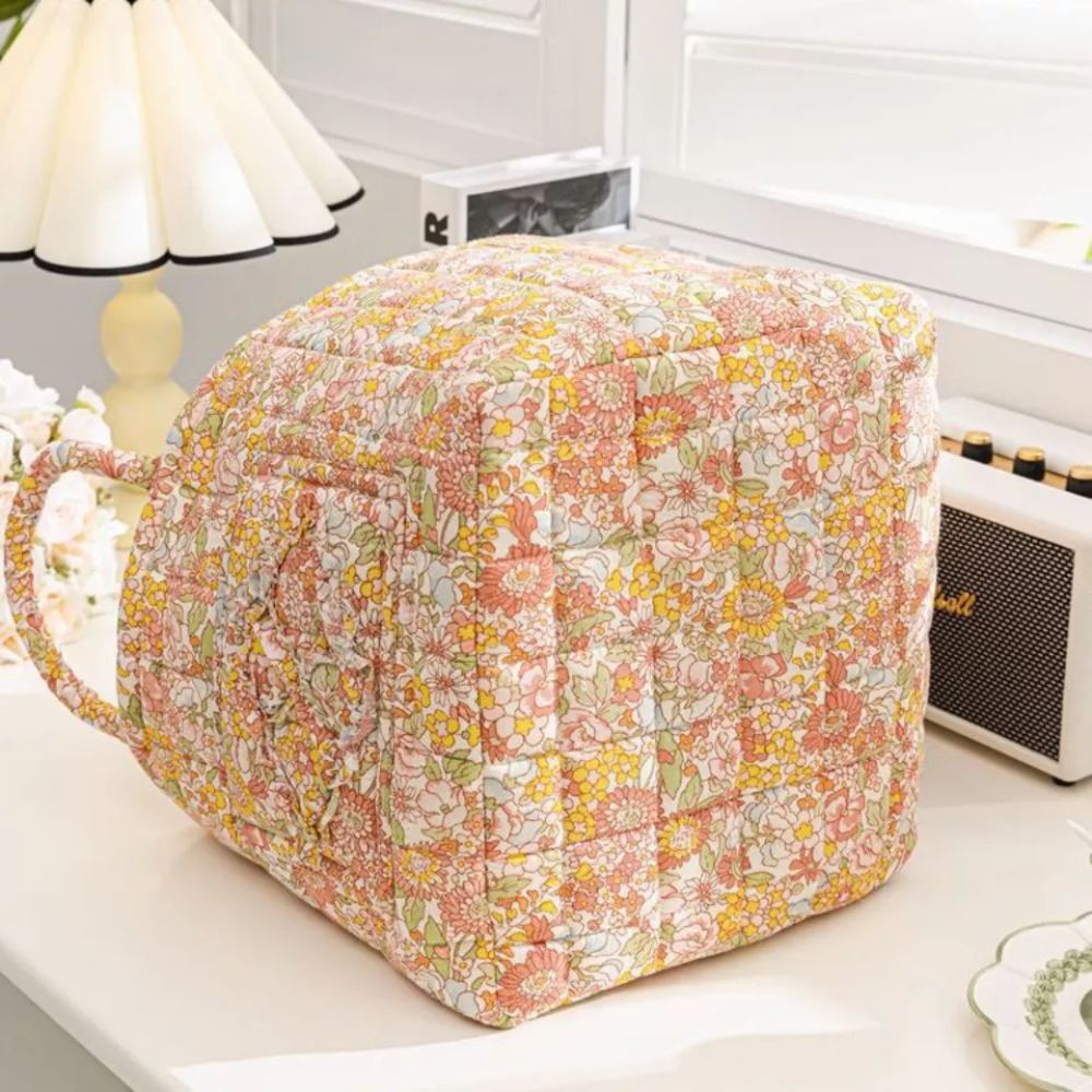 Elegance Basket: Canvas Storage Basket with Delicate Floral Pattern – Lightweight, Durable & Versatile for Shoes & Laundry