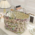 Elegance Basket: Canvas Storage Basket with Delicate Floral Pattern – Lightweight, Durable & Versatile for Shoes & Laundry