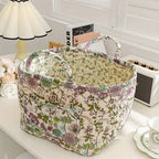 Elegance Basket: Canvas Storage Basket with Delicate Floral Pattern – Lightweight, Durable & Versatile for Shoes & Laundry