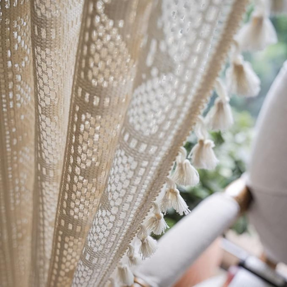 EleganzRauter: Curtains Lace Semi-Transparent – Decorative Diamond Pattern for a Bright Living Atmosphere