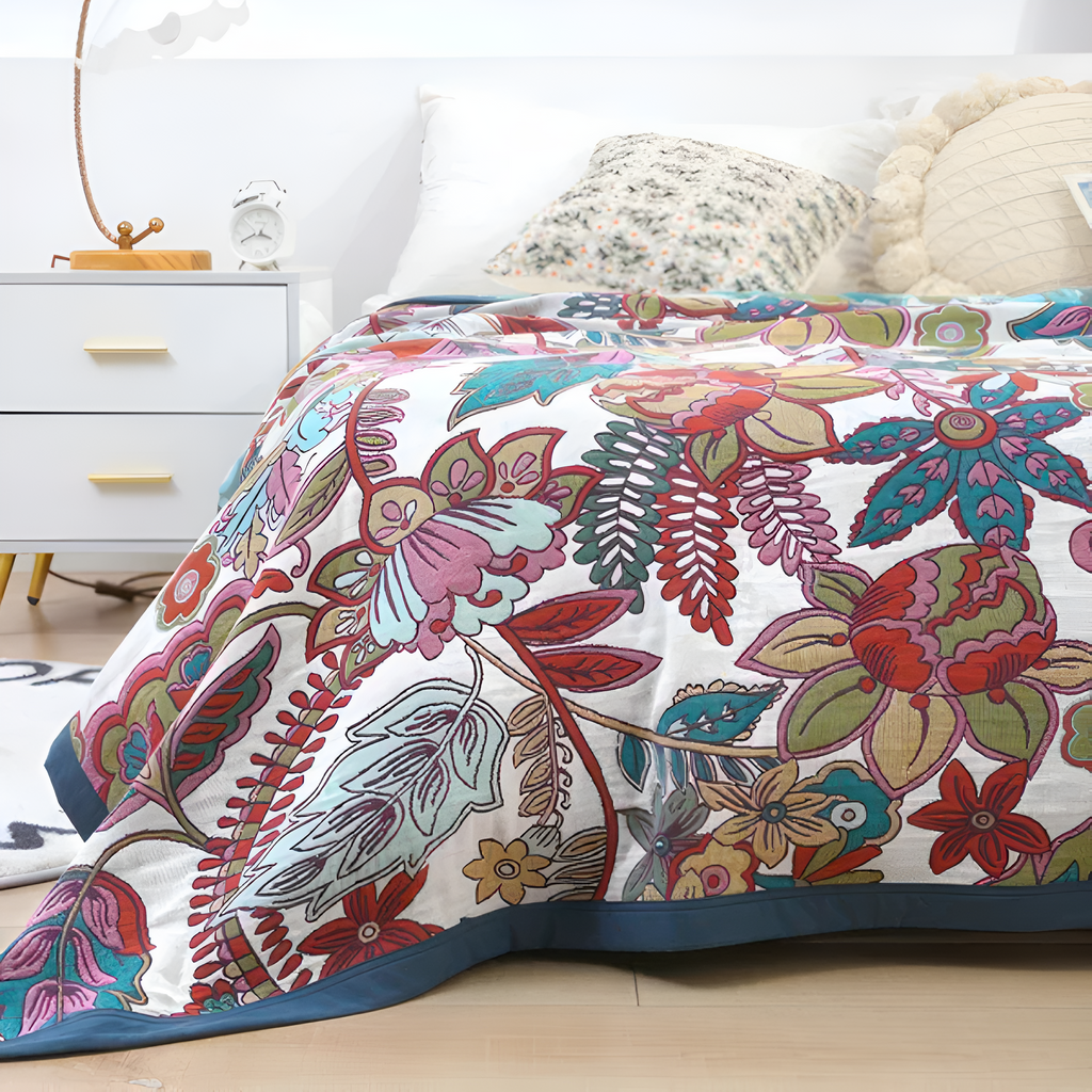 EleganceReversal: Cotton blankets made of cotton with a decorative floral pattern & soft texture – for bedroom & living area