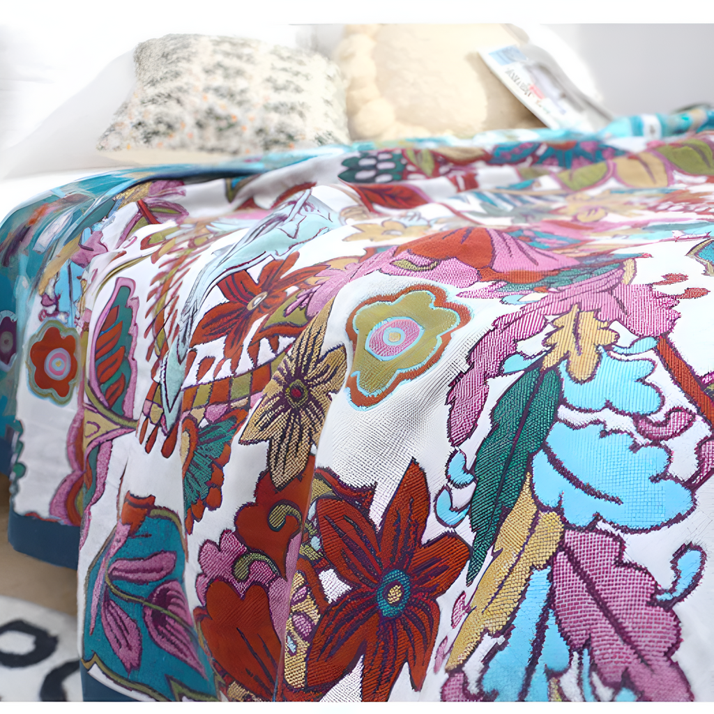 EleganceReversal: Cotton blankets made of cotton with a decorative floral pattern & soft texture – for bedroom & living area