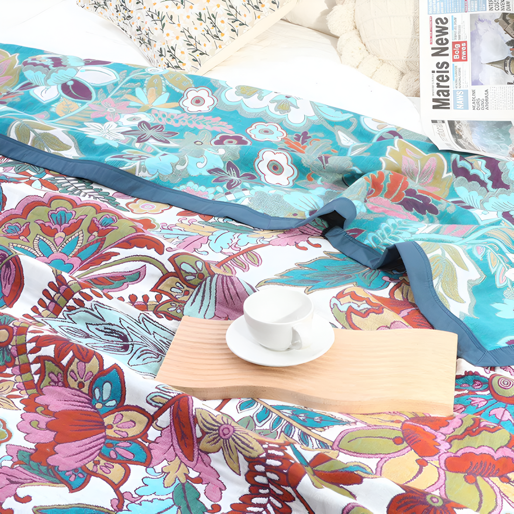 EleganceReversal: Cotton blankets made of cotton with a decorative floral pattern & soft texture – for bedroom & living area