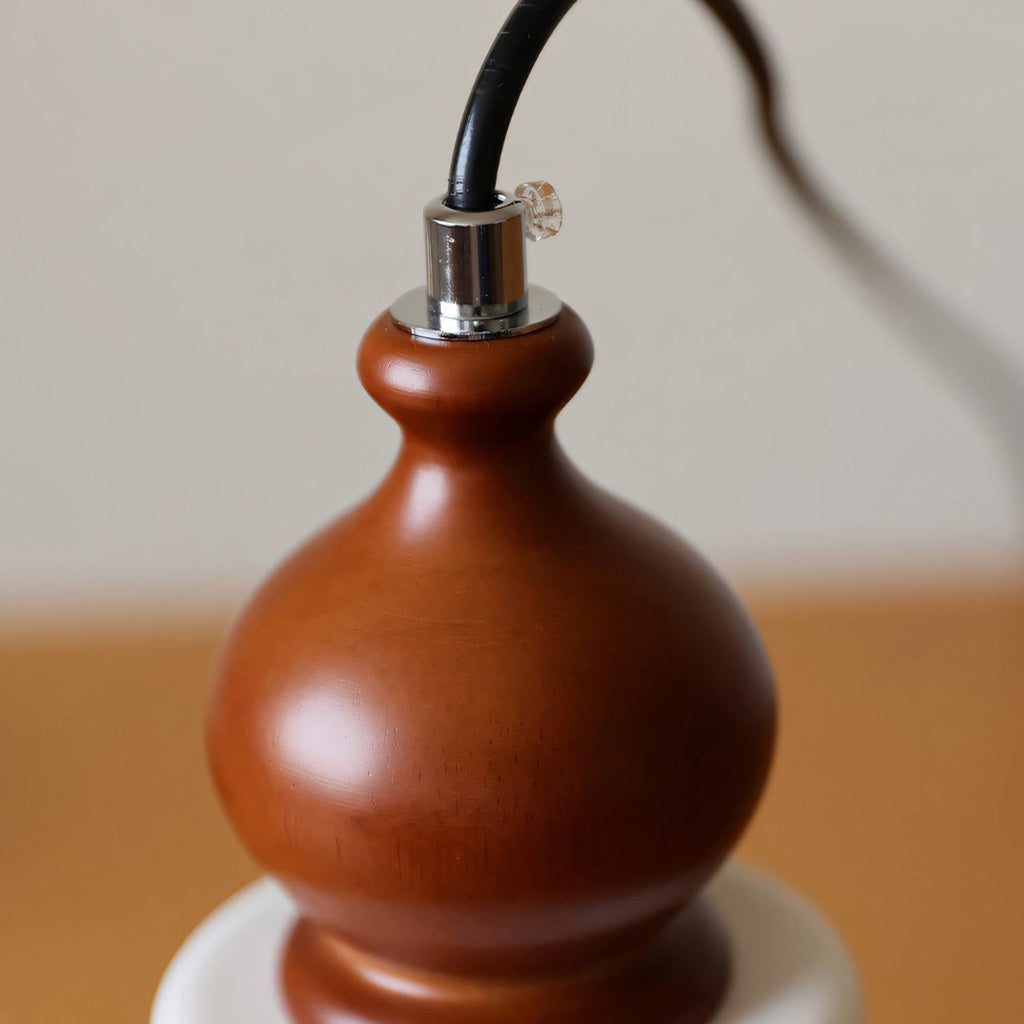 Fluted Ceramic Cone Pendant Light with Wood Cap
