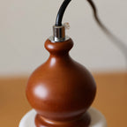 Fluted Ceramic Cone Pendant Light with Wood Cap