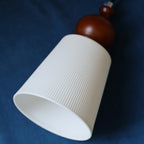 Fluted Ceramic Cone Pendant Light with Wood Cap