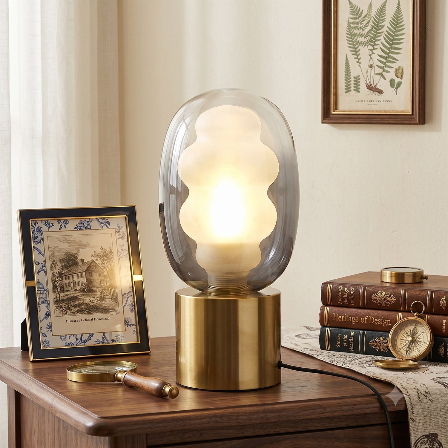 Wavy Tinted Glass Table Lamp