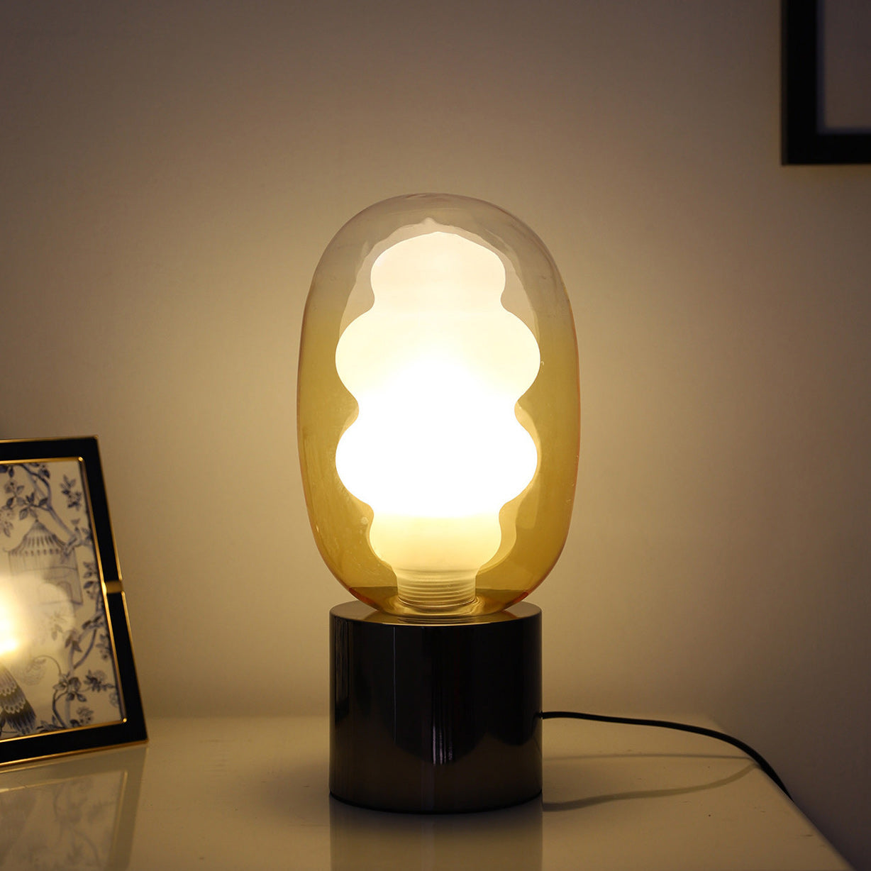 Wavy Tinted Glass Table Lamp